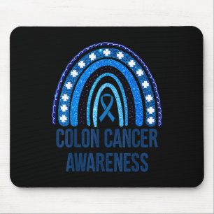 Tapis De Souris Colon Cancer Awareness Parties scintillant bleue R
