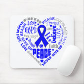 Tapis De Souris Colon Cancer Sensibilisation Mots du coeur (Avec souris)