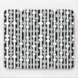 Tapis De Souris Colonnes Abstraites - Blanc et gris sur noir