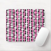 Tapis De Souris Colonnes Abstraites - Blanc et Rose sur Noir (Avec souris)