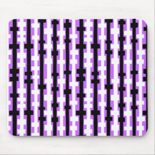 Tapis De Souris Colonnes Abstraites - Noir et Blanc sur Violet