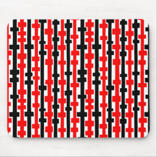 Tapis De Souris Colonnes Abstraites - Rouge et Noir sur Blanc