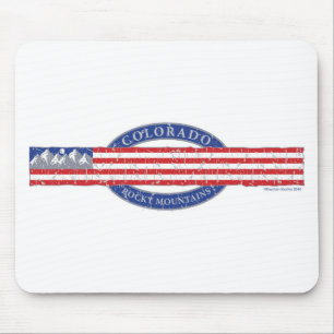 Tapis De Souris Colorado-Mountain-and-USA-Drapeau-gris