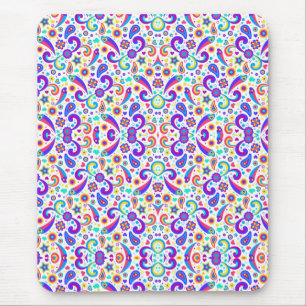 Tapis de souris coloré avec un motif floral comple