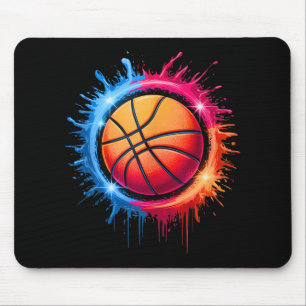 Tapis De Souris Coloré Basketball Teinture Couleur Splash Hoop Net