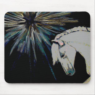 Tapis De Souris Coloré Blanc Stallion Horse Burst Mousepad