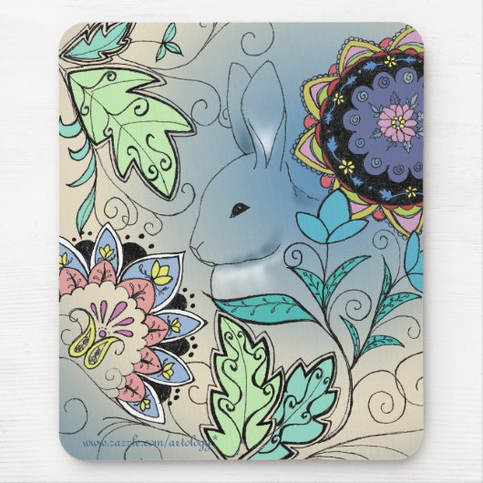 Tapis de souris coloré de lapin (vertical) (Devant)