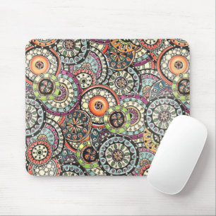 Tapis De Souris Coloré mignon rétro chic cercles floraux Motif