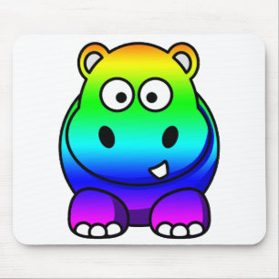 Tapis De Souris Colorée multi, hippopotame d'arc-en-ciel