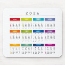 Colorful 2026 Calendar - Rainbow Colors 3 Columns
