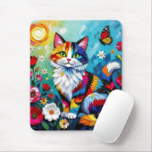 Tapis De Souris Colorful Cat and Butterfly (Avec souris)