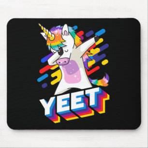 Tapis De Souris Colorful Dabbing Dancing Unicorn Célébration Yeet