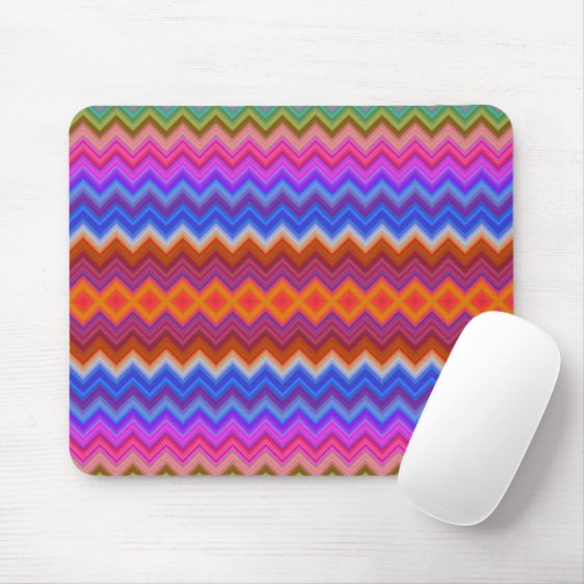 Tapis De Souris Colorful mouse pad featuring vibrant zigzag  (Avec souris)