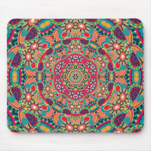 Tapis De Souris Colorful Ornate Kaleidoscope Mandala Pattern (Devant)