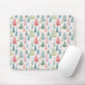 Tapis De Souris Colourful Pastel Christmas Pine Trees Pattern (Avec souris)