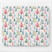 Tapis De Souris Colourful Pastel Christmas Pine Trees Pattern (Devant)