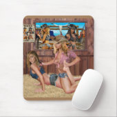 TAPIS DE SOURIS COMBAT DE CATCH ENTRE FEMMES DE FERME (Avec souris)