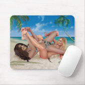 TAPIS DE SOURIS COMBAT DE TICKLE DE LAPIN DE PLAGE (Avec souris)