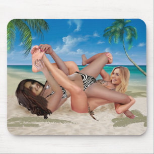 TAPIS DE SOURIS COMBAT DE TICKLE DE LAPIN DE PLAGE