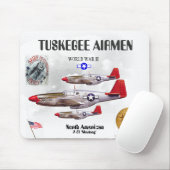 Tapis De Souris Combattant des AVIATEURS -301st de TUSKEGEE carré. (Avec souris)