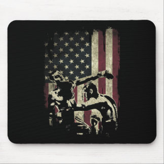 Tapis De Souris Combattants de kickboxing sur drapeau américain pa