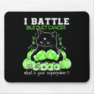 Tapis De Souris Combattons le cancer des voies biliaires Chat drôl