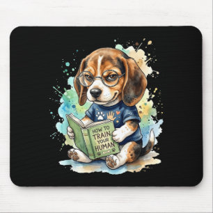 Tapis De Souris Comment dresser un humain drôle beagle lisant un l