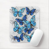 Tapis De Souris Composition des papillons blancs et bleus (Avec souris)