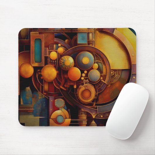 Tapis De Souris Composition d'orbite mécanique Steampunk (Avec souris)