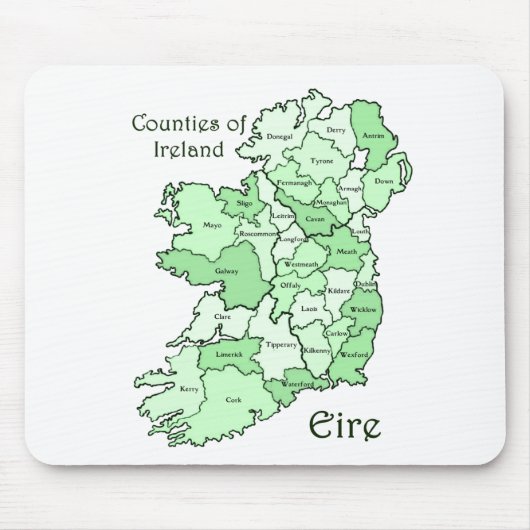 Tapis De Souris Comtés de carte de l'Irlande (Devant)
