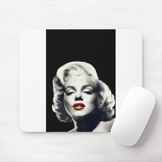 Tapis De Souris CON24BW-V4 lèvres rouges Marilyn DANS BLACK.tif (Avec souris)