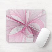 Tapis De Souris Conception Abstraite de fractal rose pâle moderne (Avec souris)