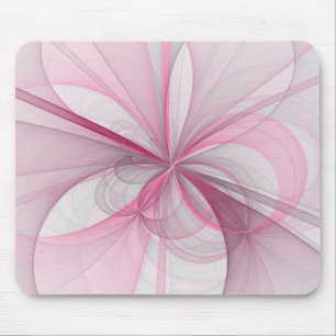 Tapis De Souris Conception Abstraite de fractal rose pâle moderne