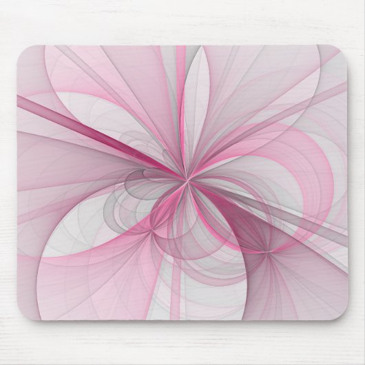 Tapis De Souris Conception Abstraite de fractal rose pâle moderne (Devant)