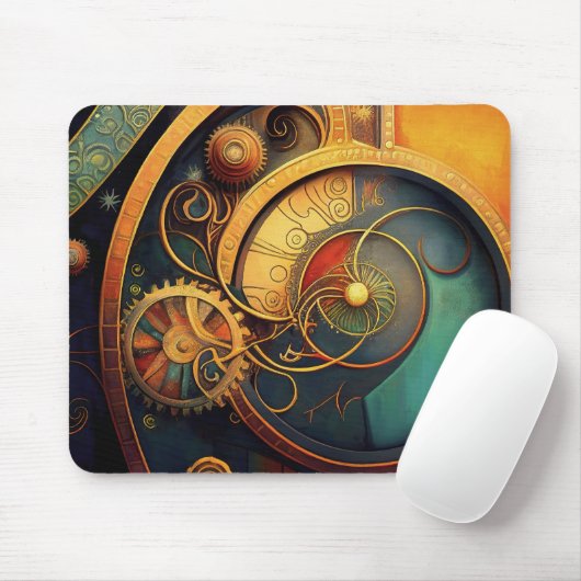 Tapis De Souris Conception Abstraite de Mécanisme à Ressort Steamp (Avec souris)