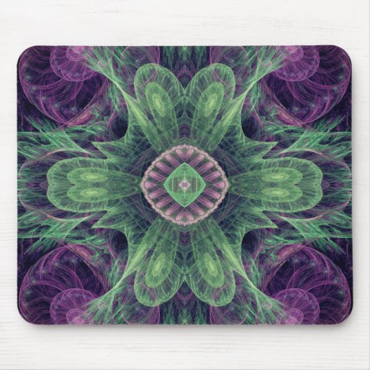 Tapis De Souris Conception Abstraite Moderne Fractale Violette et (Devant)
