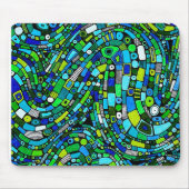 Tapis De Souris Conception Abstraite Vagues Formes Bleu Vert (Devant)