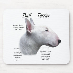 Tapis De Souris Conception (blanche) d'histoire de bull-terrier