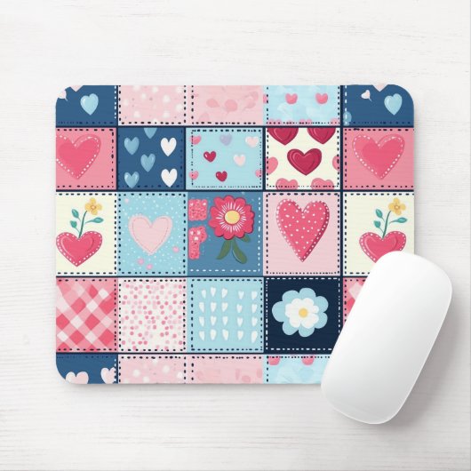 Tapis De Souris Conception Charming Cute Patchwork (Avec souris)