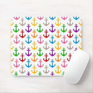 Tapis De Souris Conception d'ancre de bateau colorée blanche