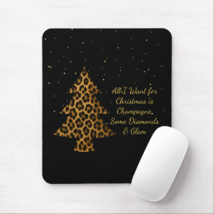 Tapis De Souris Conception d'arbre de Noël léopard chic