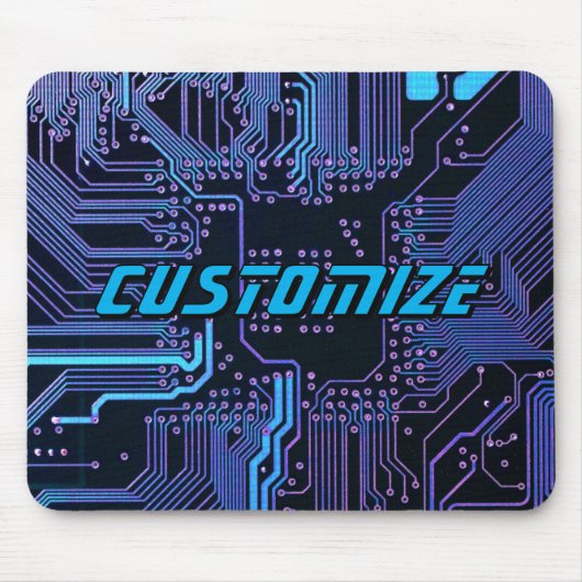 Tapis De Souris Conception de carte de circuit imprimé cyber bleu (Devant)