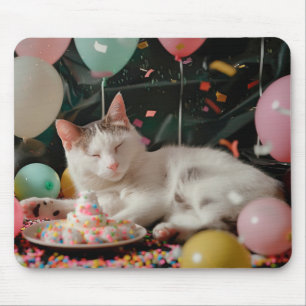Tapis De Souris Conception de célébration d'anniversaire de chat a