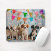 Tapis De Souris Conception de célébration d'anniversaire de chiots (Avec souris)