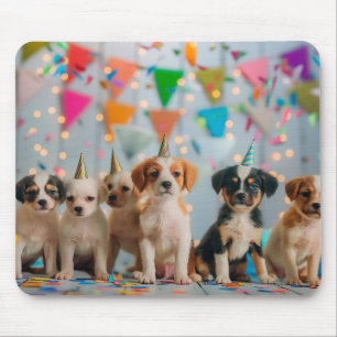 Tapis De Souris Conception de célébration d'anniversaire de chiots