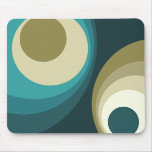 Tapis De Souris Conception de cercles de style rétro coloré