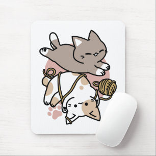 Tapis De Souris Conception de chats mignons et joueurs – Art de pa