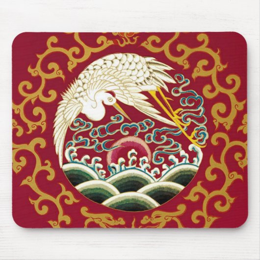 Tapis De Souris Conception de cigogne et dragon chinois (Devant)