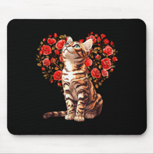 Tapis De Souris Conception de cœur floral pour chat Bengal pour la