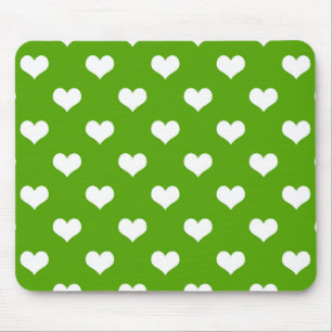 Tapis De Souris Conception de cœurs adorables verts blancs 